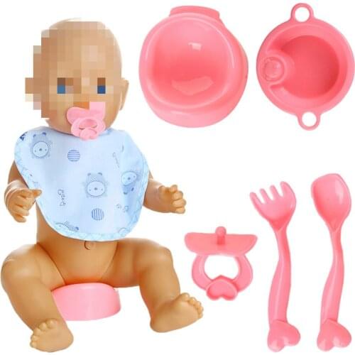 Baby Doll Feeding accessoies 5Pcs/Set Fit 43cm Baby Dolls Tableware Accessories For 18 Girl Doll Milk Bottle bowl