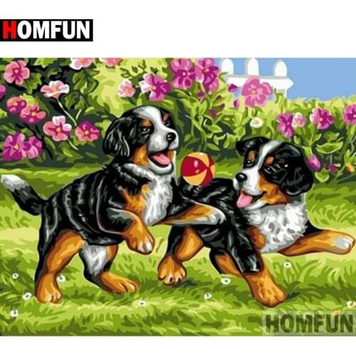 HOMFUN Full Square/Round Drill 5D DIY Diamond Painting "Animal dog" 3D Embroidery Cross Stitch 5D Home Decor A17622