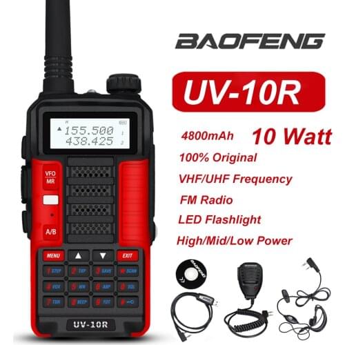 Baofeng New 10W Professional Walkie Talkie UV 10R High/Mid/Low Power Dual Band Two Way CB Ham Radio HF Transceiver For Hunt City