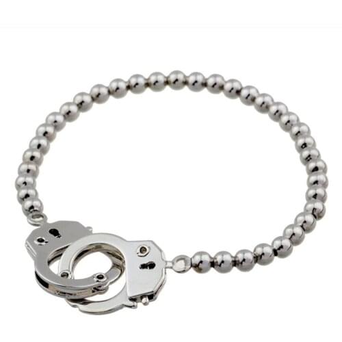 FYJS Unique Silver Plated Alloy Beads Cuff Bracelet for Cool Men Party Gift Charm Jewelry