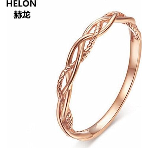 Art Deco Solid 14k Rose Gold Engagement Wedding Band Anniversary Party Ring Fine Jewelry Unique Valentines Day Gift