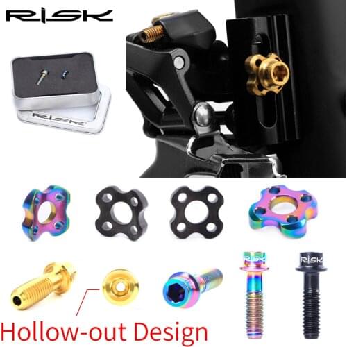 RISK Bicycle Front Derailleur Fixing Bolts Set M5x16mm Titanium Ti Road Folding Bike Ultralight Hollow Screws Cycling Parts