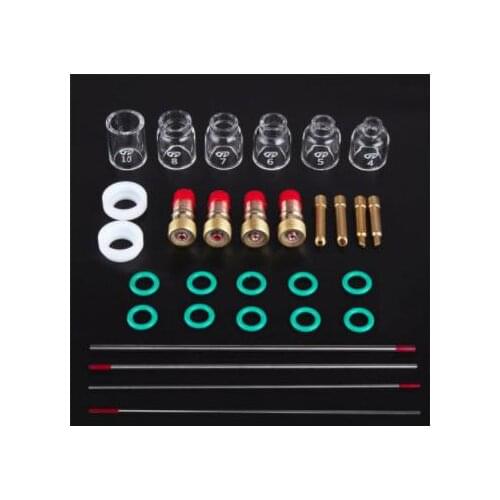 30pcs/box Tig Welding Torch Kit Gas Len Glass Cup Tungsten Needle For Tig Torch Electrode Clamp Welder Accessories