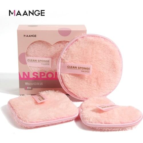 MAANGE 3 Pcs Fiber Makeup Remover Puff Heart-shaped Puff Facial Wash Puff Makeup Sponge Easy To Use Beauty Make Up Remover Tools
