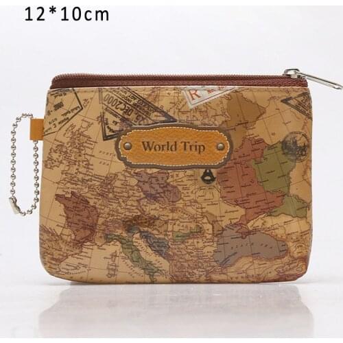 3D World Map Embossed Small Mini Change Wallets Non-woven Fabric Zip Coin Purses Portable Personality Wallet Coin Money Holders