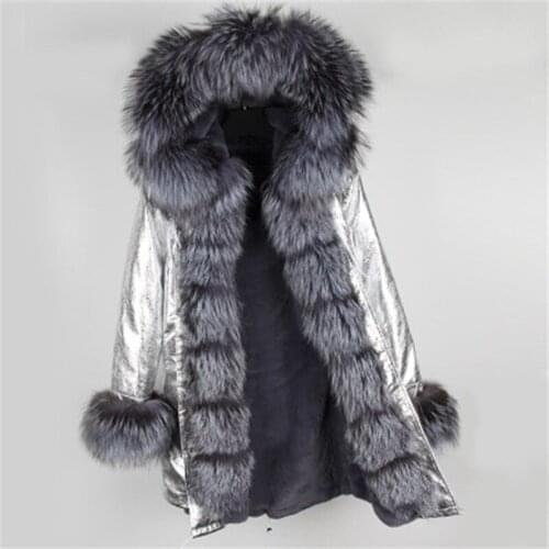 Maomaokong 2020 new fashion lady luxury real silver fox fur coat Faux fur Liner winter jacket