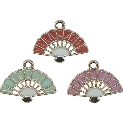 Cute Enamel series Fan Charms Pendant For Jewelry Making DIY Bracelet Earrings Necklace Girls Gift Finding Accessowies