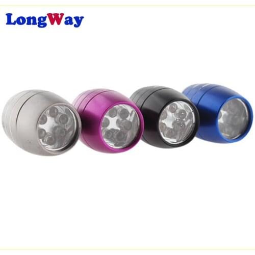Mini LED Torch Aluminium alloy shell Led Flashlight lamp light mini Torch Light 1 Mode with key ring four colors drum shape