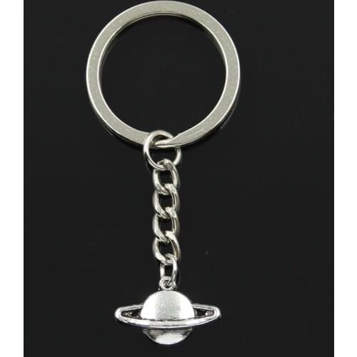 Fashion 30mm Key Ring Metal Key Chain Keychain Jewelry Antique Silver Color Plated Saturn Planet Spark 20x13mm Pendant