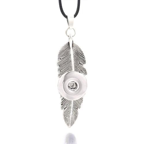 Fashion Feather 048 Womens Vintage 12mm 18mm Snap Button Necklace Bohemian Necklaces Pendants DIY Jewelry For Women Gift