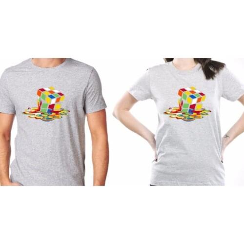 Fashion Brand TShirts Men Summer Custom Made melted Rubic Cube Logic Games Cubes T-Shirt Mens Womens custom Tee Shirts