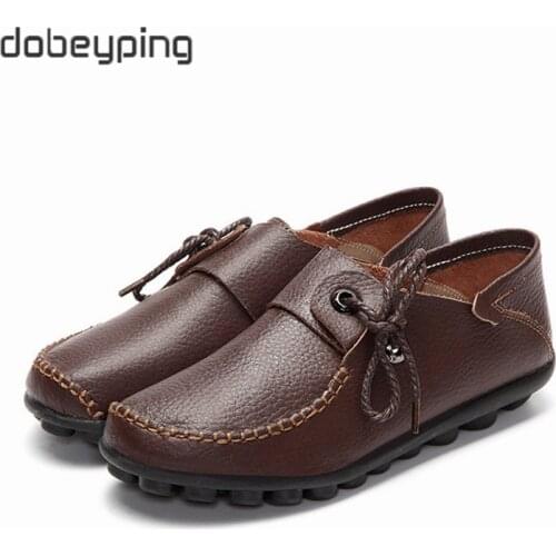 New Spring Autumn Casual Womens Shoes Genuine Leather Female Flats Moccasins Lace-Up Mother Oxfords Comfortable Ladies Sneakers