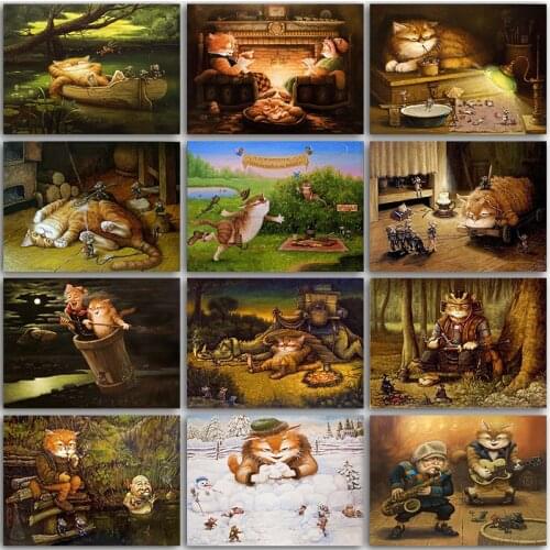 5D DIY Diamond Painting Kit Paint Cartoon animal Cat snowman Full Square&Round embroidery mosaic Cross stitch home decor art
