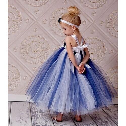 New Girls Dress Kids Crochet Tulle Tutu Dress Ball Gown with Rose Flower and Headband Children Wedding Party Tutus Evening Dress