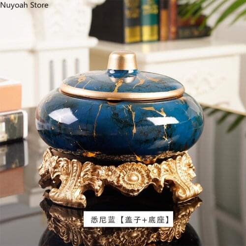 European-style Ashtray Creative Household Ceramic Multi-function Storage Box with Lid Modern Chinese High-end Home Decoration