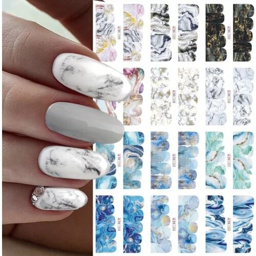 12 styles Gradient Marble Water Transfer Nail Art Sticker Decal Watermark Slider Artificial for decoration Full Wrap Decor 2021