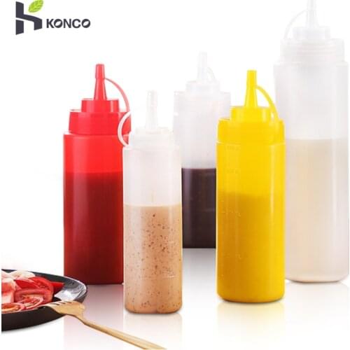 Konco Plastic Squeeze Bottles with Cap,Condiment Bottles Oil Bottles for Ketchup Mustard Mayo Hot Sauce Olive Oil Kitchen Tool