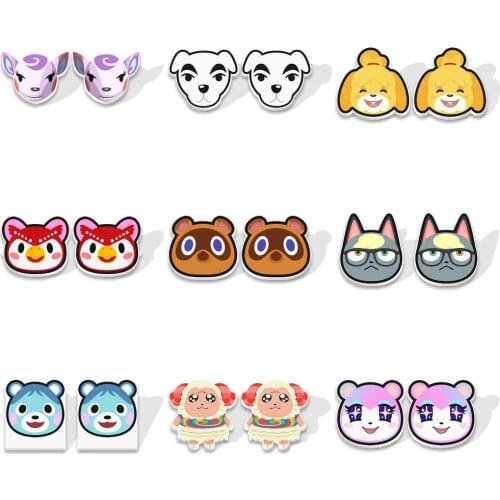 Cartoon Game Earring Animal Acrylic Resin Epoxy Stud Earrings for Women Gift