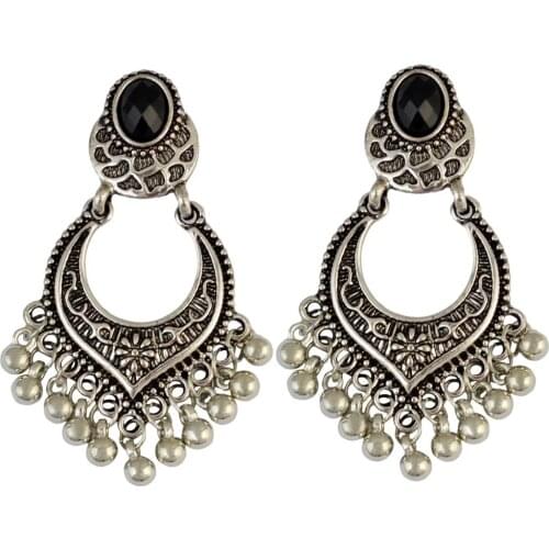 Earrings Vintage Color Womens Ethnic Boho Mexican Fringe Bell Heart Shaped Gypsy Drop Hanging Girl Indian Jhumka Jewelry