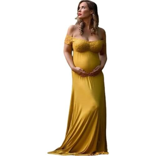 Chiffon Maternity Dresses for Photo Shoot Sexy Off Shoulder Pregnant Women Fancy Pregnancy Dress Photography Props Maxi Gown