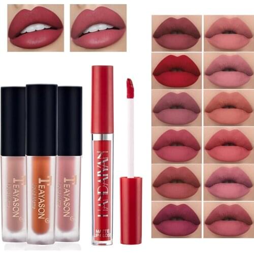 1Pcs Waterproof Lipstick Makeup Long Lasting Matte Velvet Red Sexy Lip Tint Gloss Cosmetic Women Makeup Lipstick Easy To Wear
