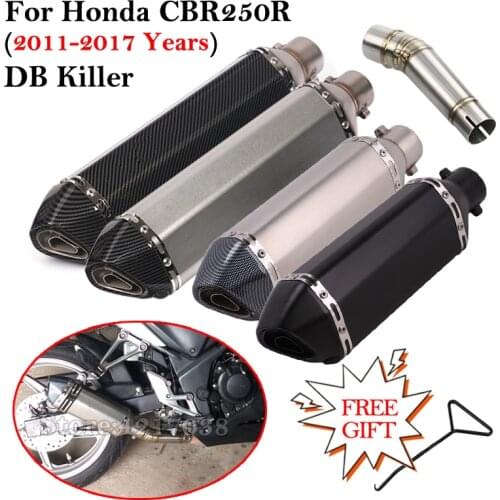 Slip On Motorcycle Exhaust Pipe Escape Modified DB Killer 51mm Muffler With Middle Link Pipe For Honda CBR250R 2011-2017 Years