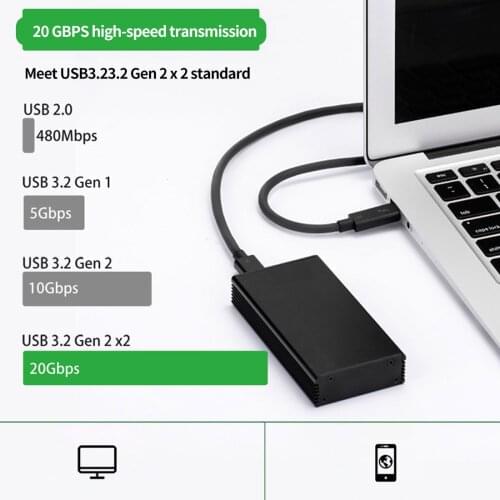 XT-XINTE Metal Shell USB 3.2 Gen2x2 20Gbps to M.2 M-Key SSD Enclosure for NVMe PCIe 2280 SSD Type-C Mobile External Box SSD Case