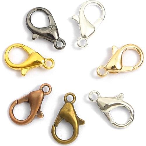10/12/14/16/18/21mm Gold Alloy Lobster Clasp Hooks For DIY Jewelry Making Findings Necklace Bracelet Chain Accessory Supplies