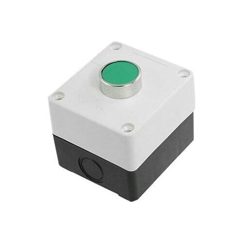 Green Cap 1NO Momentary Flat Push Button Switch Station AC 400V 10A