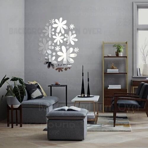 Mirror Stickers Bathroom Decor 3D Long Full Body Wall Sticker Mirrored Adhesive Paper Mural On The Flower Petals R237