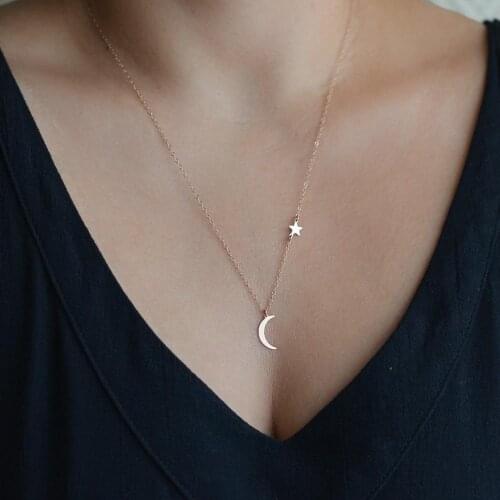 Boho Alloy Moon Star Necklace For Women Simple Charm Pendants Necklaces Colar Feminino Fashion Jewelry Bijoux