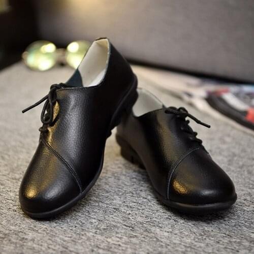 Lace-up solid pu flats women shoes summer 2021 classic casual shoes woman flat elegant platform waterproof female flats deals