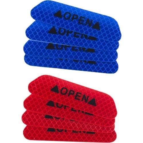 4Pcs Fluorescent Car OPEN Reflective Strips Waterproof Warning Stickers Night Driving Safety Lighting Luminous Tapes