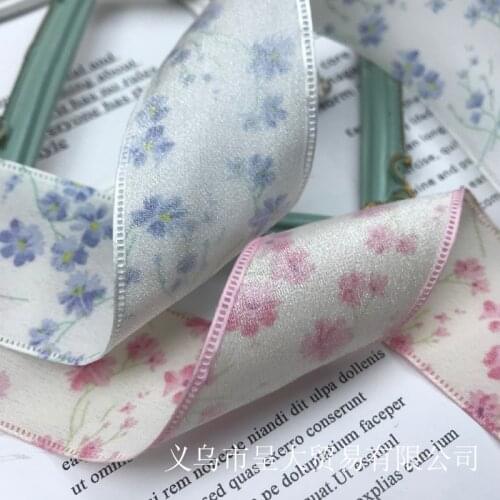 5yards 40mm Pearl Yarn Floral Chiffon Ribbon for DIY Craft Gift Bouquet Wrapping Hairwear Bowknot Clothing Accessories