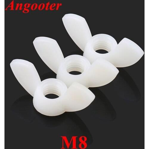 50pcs M8 Wing Nuts DIN315 Hand Tighten Nylon Nut Wingnut Butterfly Nut Ingot Plastic Thumb nut