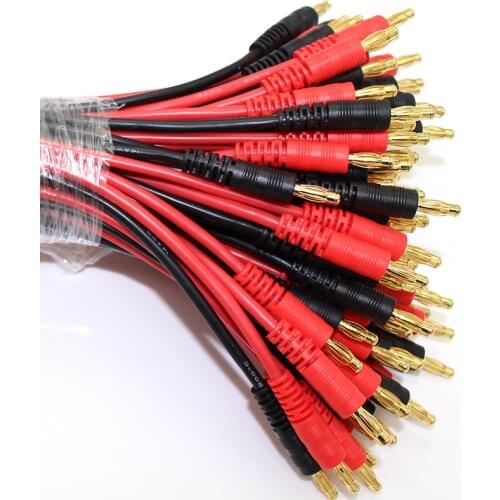 50pcs/lot 4.0 banana plug with jacket to turn 4.0MM 14AWG 150MM To 4mm Banana Plug/Connector for RC Part