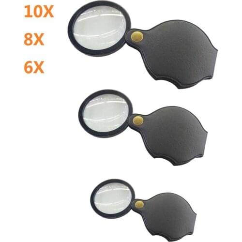 6X/8X/10X Mini Pocket Folding Magnifier Jewelry Magnifying Glass HD Eye Glass Loupe Glass Lens Portable Reading Magnifier