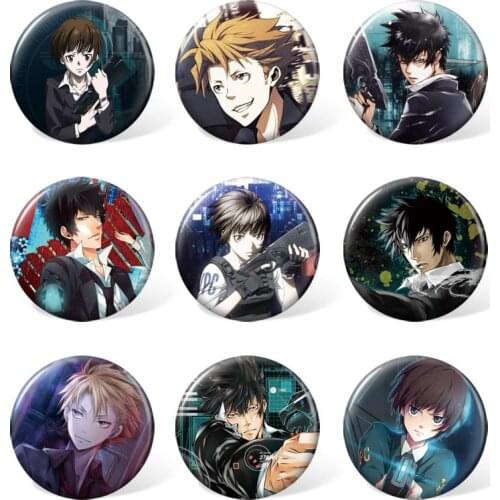 9pcs 58mm Psycho-Pass Kougami Shinya Cartoon Badge Anime Round Brooch Pin