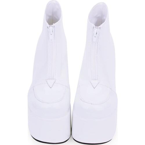 Angelic imprint New Arrival Round Toe Punk style Microfiber Platform Booties Ankle Boots Size 35-46 9631