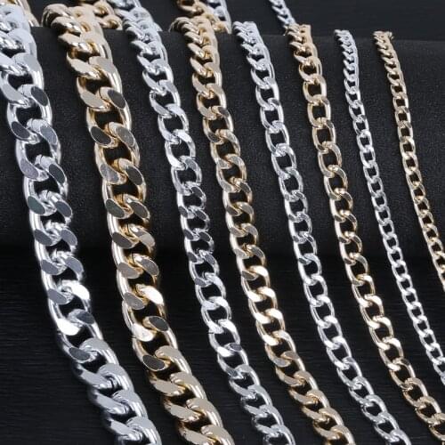1-5 meter/lot Rhodium/Gold/Aluminum Plated Necklace Chains Brass Bulk for DIY Jewelry Making Materials 4 Size For Selection
