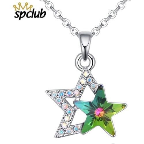 New Women Chocker Crystals From Swarovski Double Star Choker Necklace Jewelry Collana Kolye Bijoux Collares Mujer Collier
