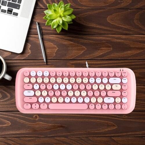 Colorful Gaming Mechanical Keyboards, Mini 84 keys Blue Switches Wired Retro Computer Keyboards with Backlit 1.8m USB Cable