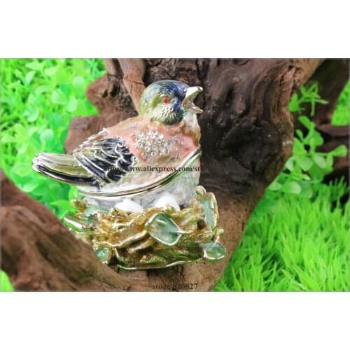 Bird Nest Decorative Jewelry Box Birds Nest Trinket Box Bejeweled Bird in Nest Treasure Keepsake box