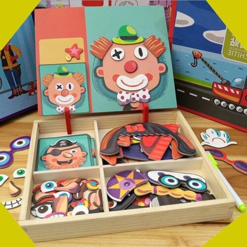 Puzzle Kids 3D Educational Toys Magnetic Stickers Dress Up Magnetic Puzzle Play Box Xmas Gift Magnetic Puzzle Box Education Toys