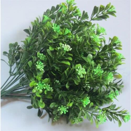Home Ornament Decoration Mini Plastic Potted Artificial Plants, 30cm height Artificial 7 heads of milan grass leaves