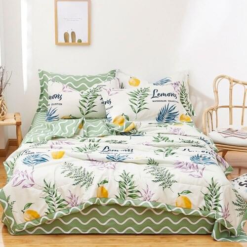 PAPA&MIMA Cotton ( Quilt + Pillowcase ) Print Throws Blanket Single Queen King Size Bedding Filler (no Sheet)