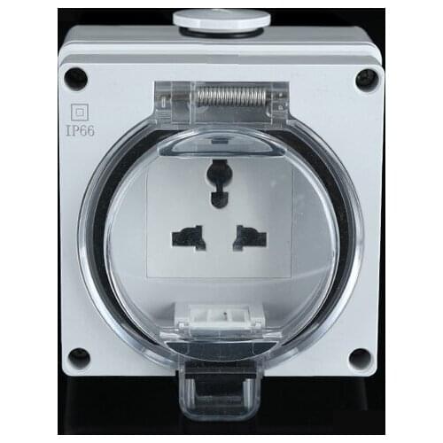 Ip66 Universal Standar Weatherproof Socket Waterproof Dustproof Outdoor Wall Power Outlet 16A Bathroom Socket