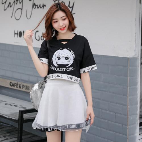 Japan Style Mori Girl Two Pieces Set Cute Cotton Girl Pattern Letter Print Crop Top High Waist Mini Mesh Skirt Sweet Elegant Set