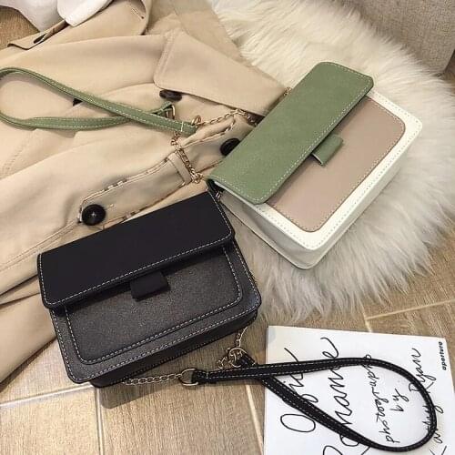 Contrast Color Leather Crossbody Bags For Women 2021 Travel Handbag Fashion Simple Shoulder Messenger Bag Ladies Cross Body Bag