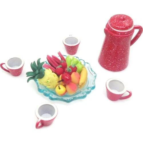 Dollhouse Miniature 1:12 5 Pcs Porcelain Coffee Tea Pot Kettle Cup Tableware